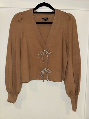 Luxe crystal bow cardigan